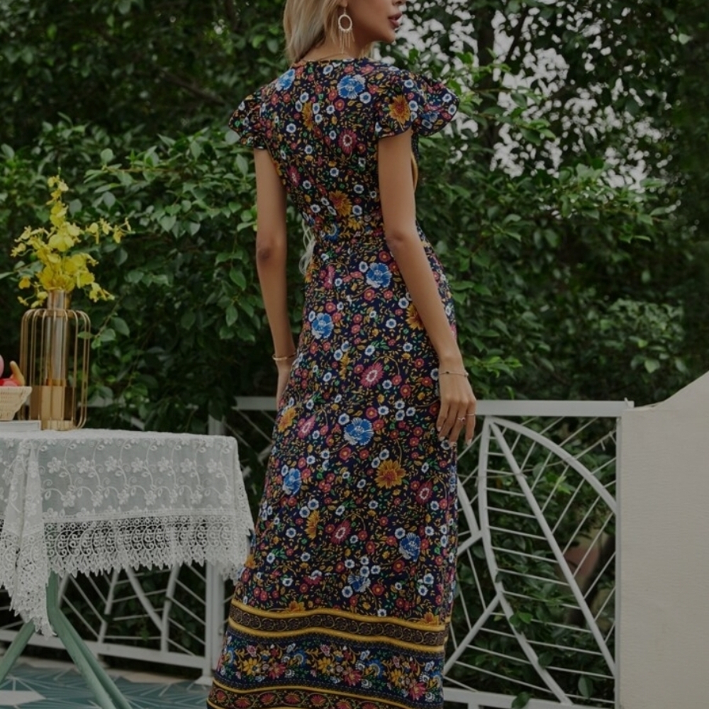 Floral V-Neck Maxi Dress - Picture 2 of 3